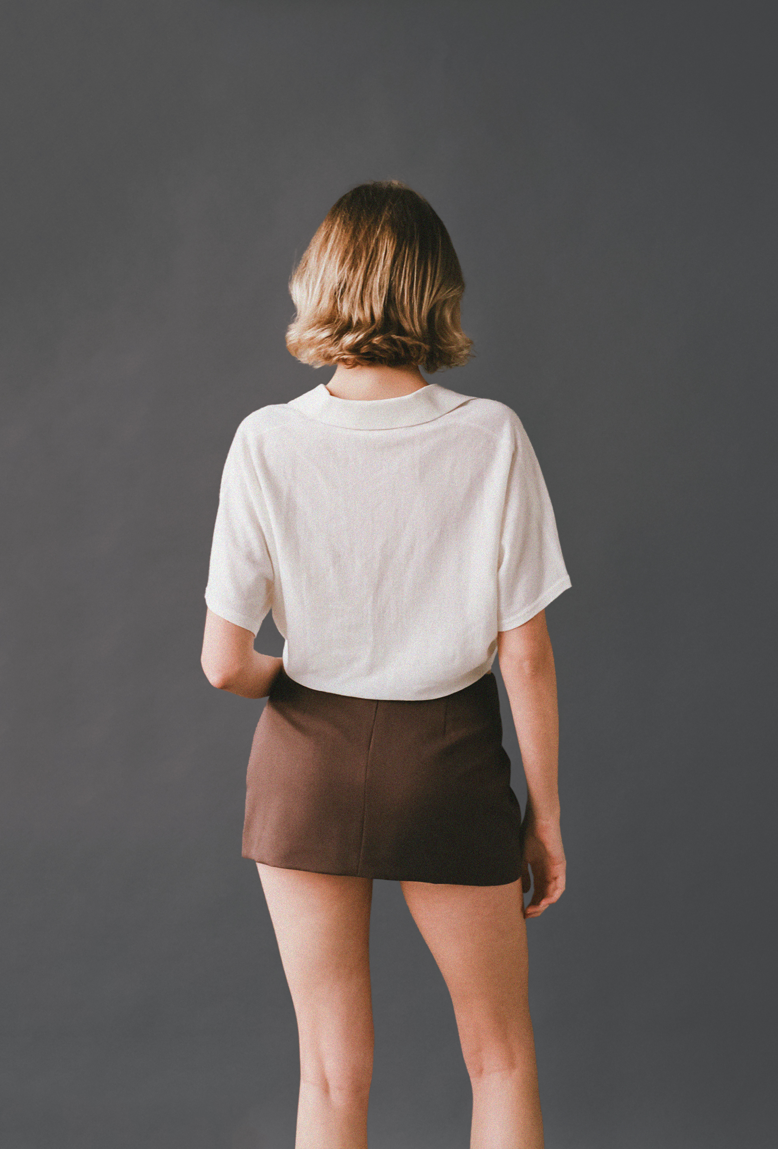 LAUD mini skirt in brown back view